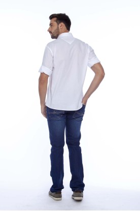 Camisa Casual Manga Longa Tricoline Branca