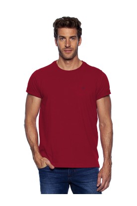 Camiseta Casual Vermelho Bordo Basica
