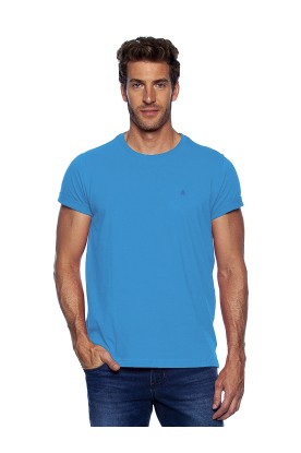 Camiseta Casual Basica Azul Safira